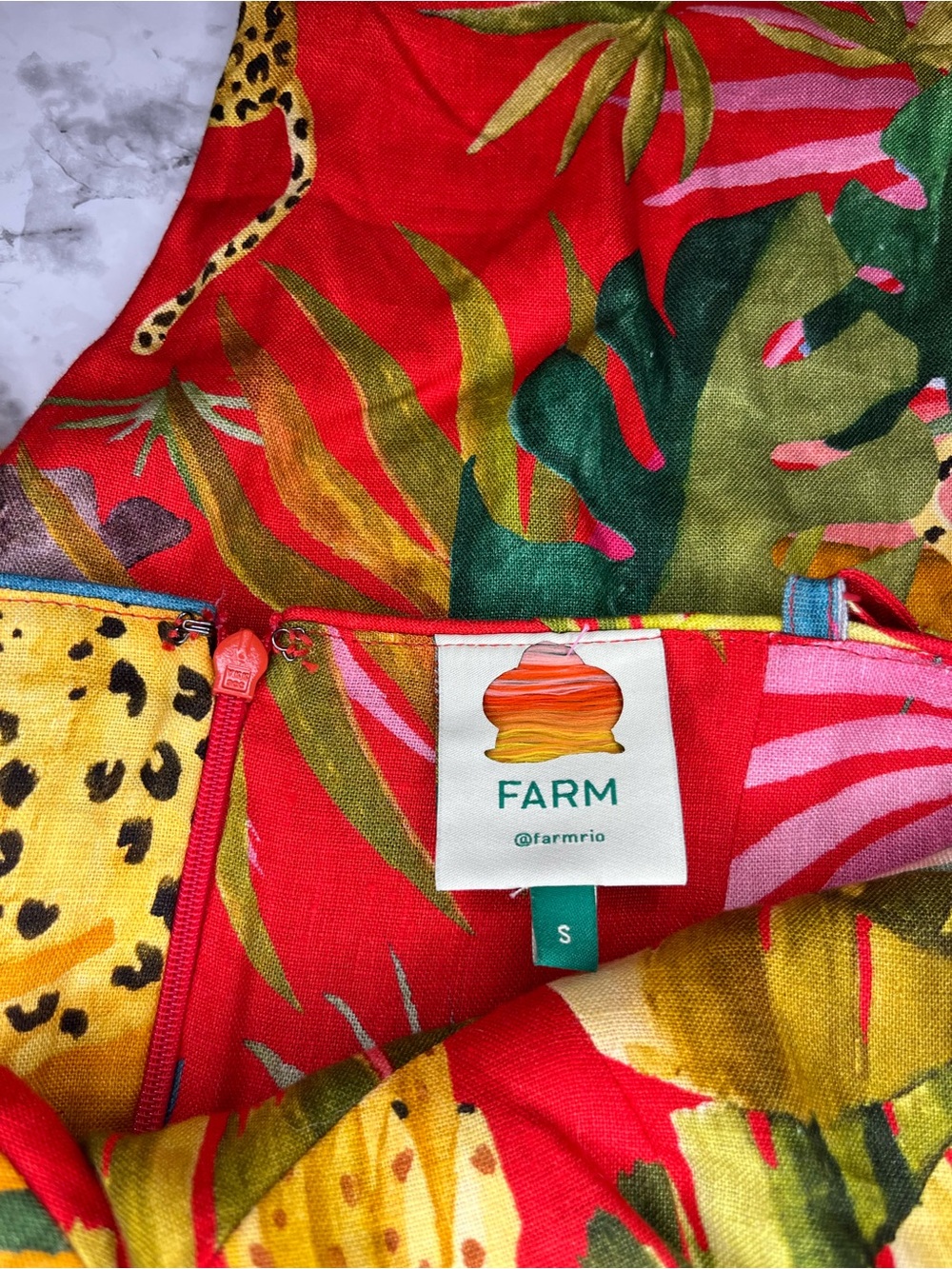FARM Rio Red Tropical-Print Spaghetti-Strap Jumpsuit with Belt - Picture 8 of 8